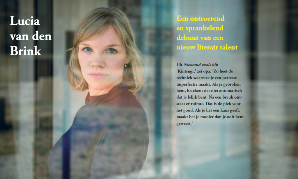 brochure niemand zoals hij een ontroerend sprankelend debuut literair talent kintsugi quote goud breuk
