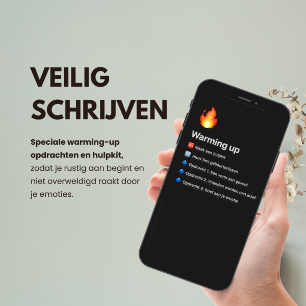 veilig schrijven met warming up en hulpkit om emoties niet te laten overweldigen